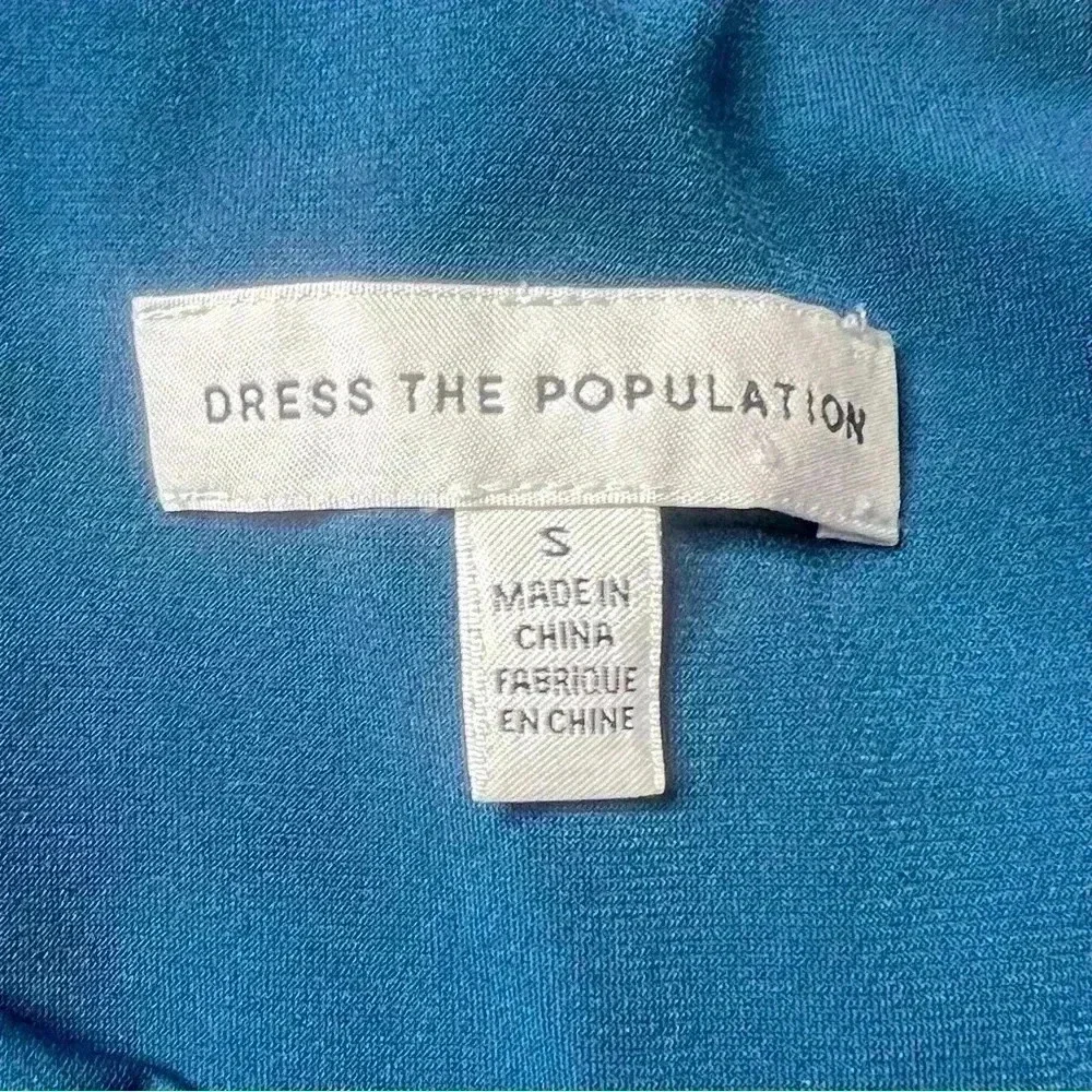 Dress The Population Blue One Shoulder Peacock Teal Blue Dress - Picture 9 of 12